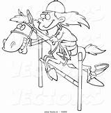 Girl Horse Outline Cartoon Coloring Vector Leaping Leishman Ron Royalty sketch template