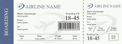plane ticket template printable printable templates