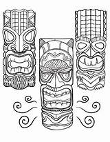 Tiki Hawaiian Totem Maske Maori Sketchite Luau Hawaii Fürs Zeichnen sketch template
