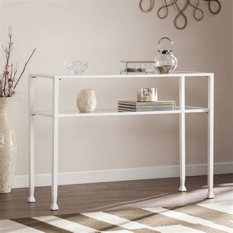Southern Enterprises Jumpluff Metal Glass Console Table White