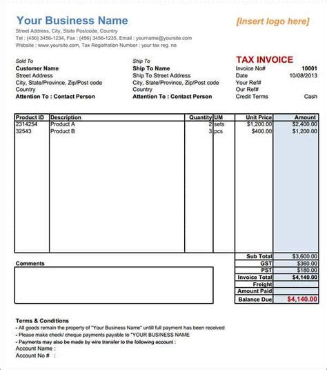downloadable invoice template invoice template word invoice template
