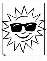 Coloring Sun Pages Weather Summer Clipart Line Sunglasses Kids Print Printable Cliparts Gif Library Use Season Woojr Books Popular sketch template