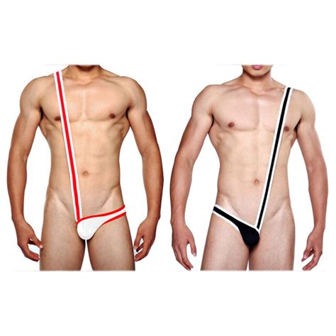 men one side stretch bodysuit mankini thong underwear wrestling singlet