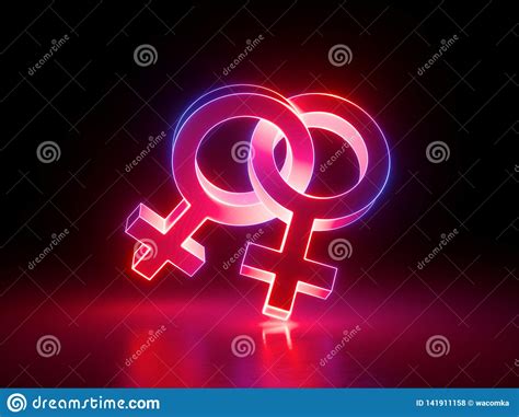 3d render homosexual couple lesbian linked gender symbols pink red