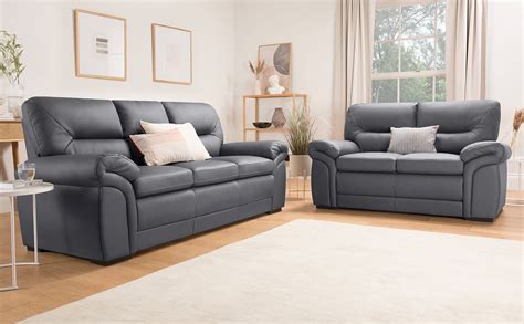 bromley grey leather  seater sofa set furniture choice