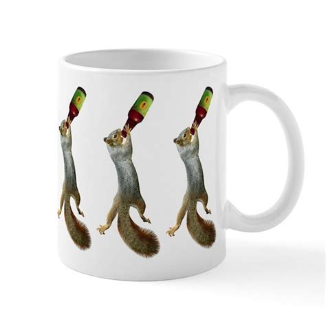 Squirrel Drinking Beer 11 Oz Ceramic Mug Squirrel Drinking Beer Mug By