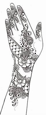 Henna Coloring Designs Hand Pages Tattoo Mehndi Stencils Arm Colouring Printable Indian Hands Beautiful Lace Flower хна sketch template