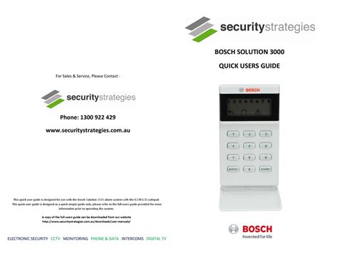 bosch solution  quick user manual   manualslib