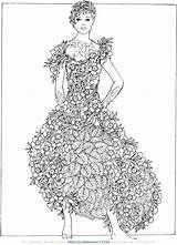 Coloring Pages Flower Dover Book Publications Girl Girls Kleuren Dress Colouring Flowers Sheets Fashion Printable Year Kleurplaten Old Beautiful Years sketch template