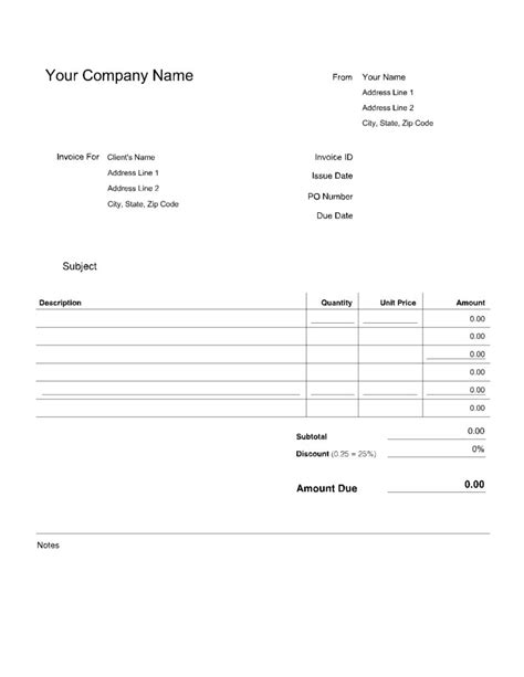 printable blank invoice  printable templates