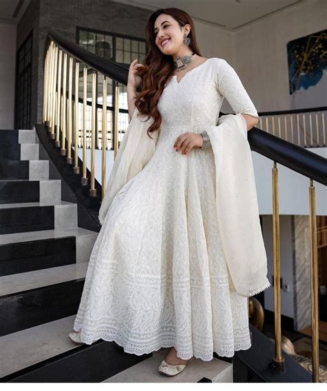 white heavy embroidery gown wedding dress designer long anarkali kurta