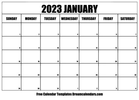 january  calendar  blank printable  holidays