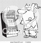 Slot Machine Man Outlined Casino Royalty Clipart Cartoon Vector Toonaday sketch template