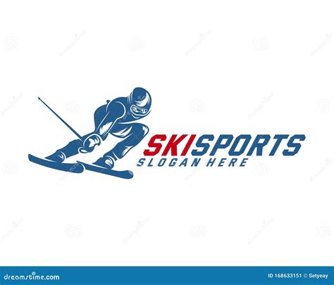 silhouette ski logo design vector winter sports snowboarder skier player stock vector