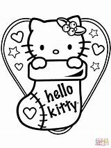 Coloring Kitty Hello Christmas Pages Sock Printable Drawing sketch template