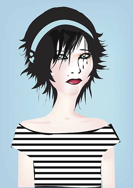 cartoon of crying emo girl portrait illustrations royalty free vector