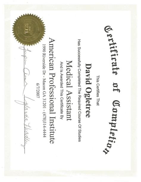 davids medical assistant certificate june
