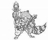 Rocket Raccoon Pages Coloring Cartoon Guardians Template Galaxy sketch template