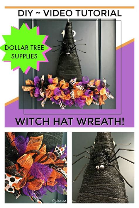 dollar tree witch hat wreath diy halloween wreath