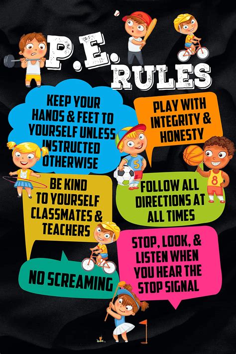 buy pe rules classroom exercise calm   kids work