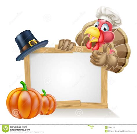 Chef Turkey Thanksgiving Sign Stock Vector Illustration