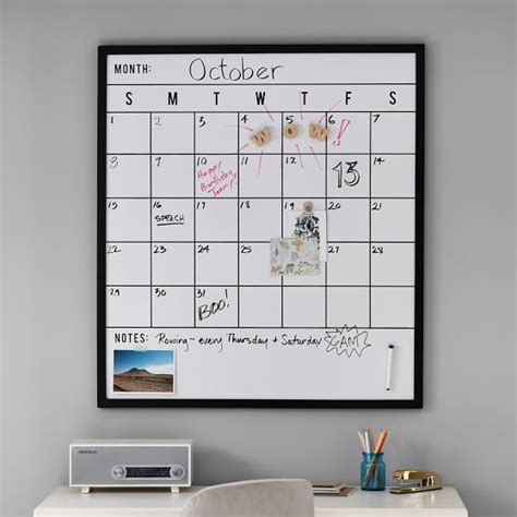 No Nails Oversized Framed Dry Erase Calendar Dorm Organization