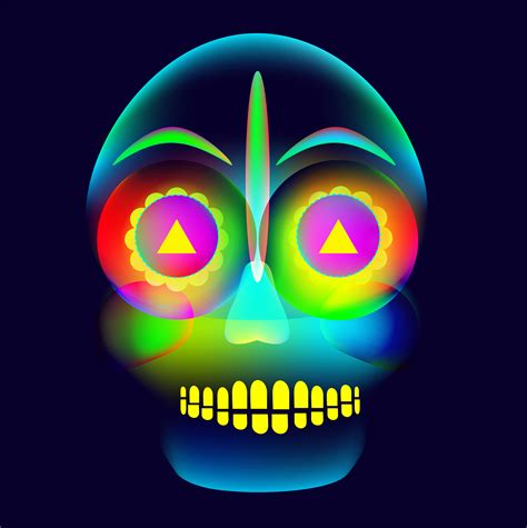 vibrant glowing neon style colorful halloween skull  vector