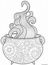 Coloring Cauldron Intricate Halloween Pages Vapor Printable Info Book sketch template