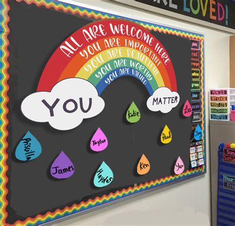 digital file classroom decoration printable teacher  sign rainbow decor positive
