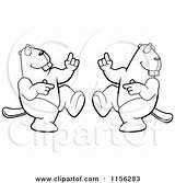 Beaver Dancing Couple Clipart Cartoon Thoman Cory Outlined Coloring Vector 2021 sketch template