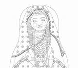 Coloring Armenian Girl Sheet Printable Matryoshka Traditional  Amyperrotti Dress Contact Shop sketch template