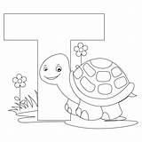 Letter Alphabet Coloring Animal Turtle Pages Printable Worksheets sketch template