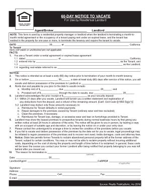 form ca  day notice  vacate fill  printable