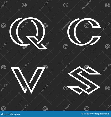 set letters     monogram logos mockup black  white linear hipster initials identity