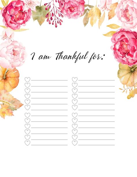 printable gratitude list templates hundreds  designs