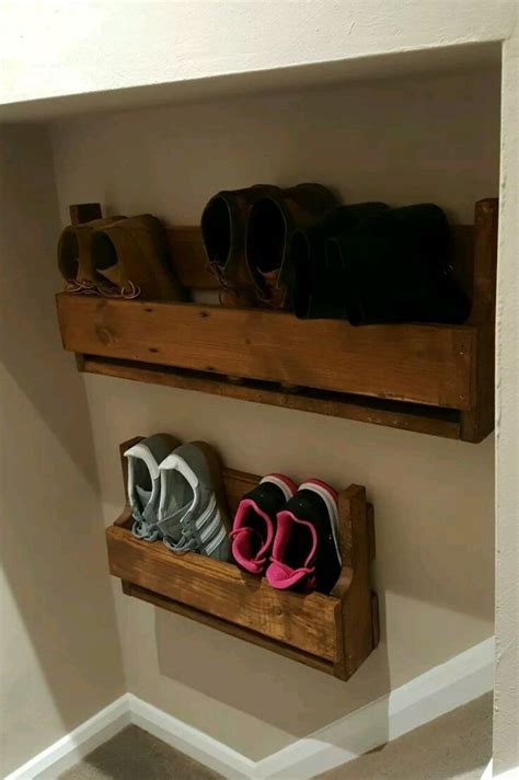 details  small reclaimed wood wall mounted shoe rack