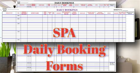 spa daily bookings  printable  spreadsheet etsy