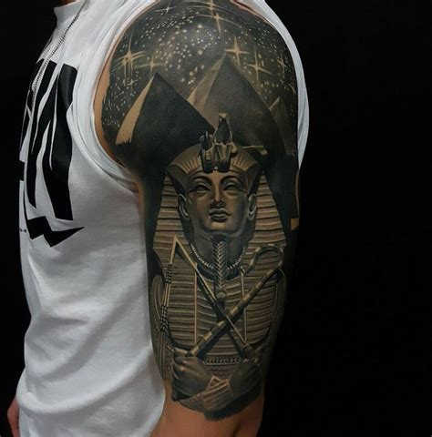 tutankhamun pyramids egypt  sleeve  tattoo design ideas