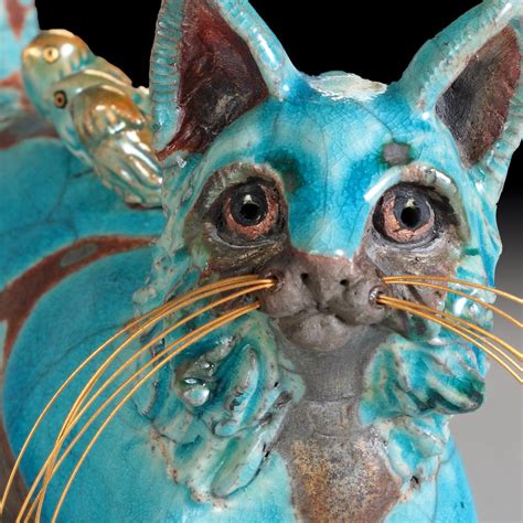 ceramic cat sculptue whisker dimples fried cats ceramics