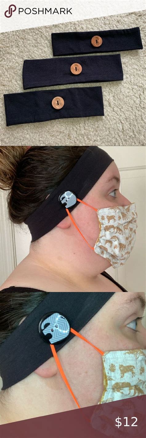 set   headband  face masks solid black headbands  wooden