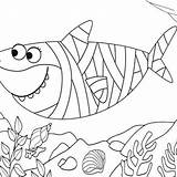 Shark Coloring Mummy Mitraland sketch template