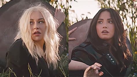 christina aguilera and demi lovato drop ‘fall in line music video hollywood life