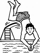 Coloring Pages Pool Summer Swimming Diving Into Dive Allkidsnetwork sketch template