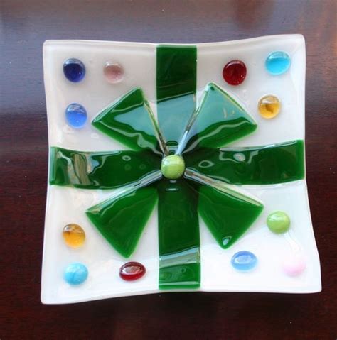 Christmas Package Bowl Fused Glass 6 Square By Glasspainter1 Fused