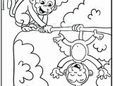 Monkey Coloring Pages Sock Hanging Cartoon Girl Baby Getcolorings Print Color Printable sketch template