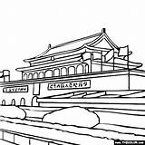 Coloring Beijing China Forbidden City Pages Famous Chinese Drawing Landmarks Thecolor Places Building Color Landmark Place Getdrawings sketch template