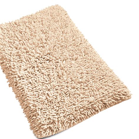 tapis de bain xcm uni coton chenille beige linnea linge de maison