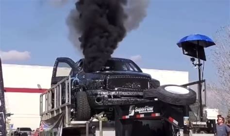 hp cummins diesel truck explodes  dyno test autoevolution