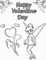 Coloring Pages Valentines Happy Valentine Disney Printable Tinkerbell Kids Cartoon Color Characters Tinker Bell Fairy Popular sketch template
