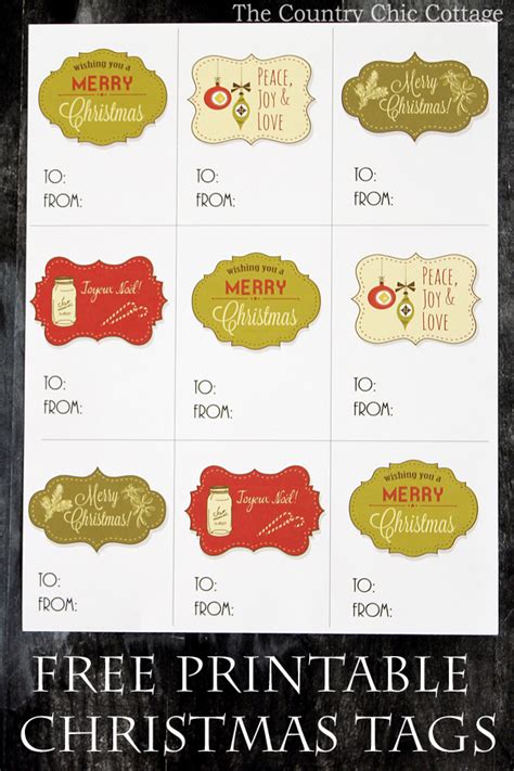 printable christmas gift tags  country chic cottage